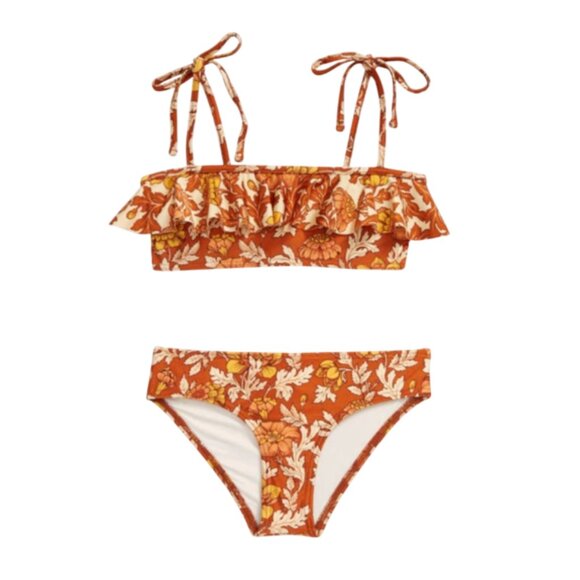 ZIMMERMANN Kids' Andie Frill Two-piece Swimsuit In Orange Size 1 - Picture 1 of 6
